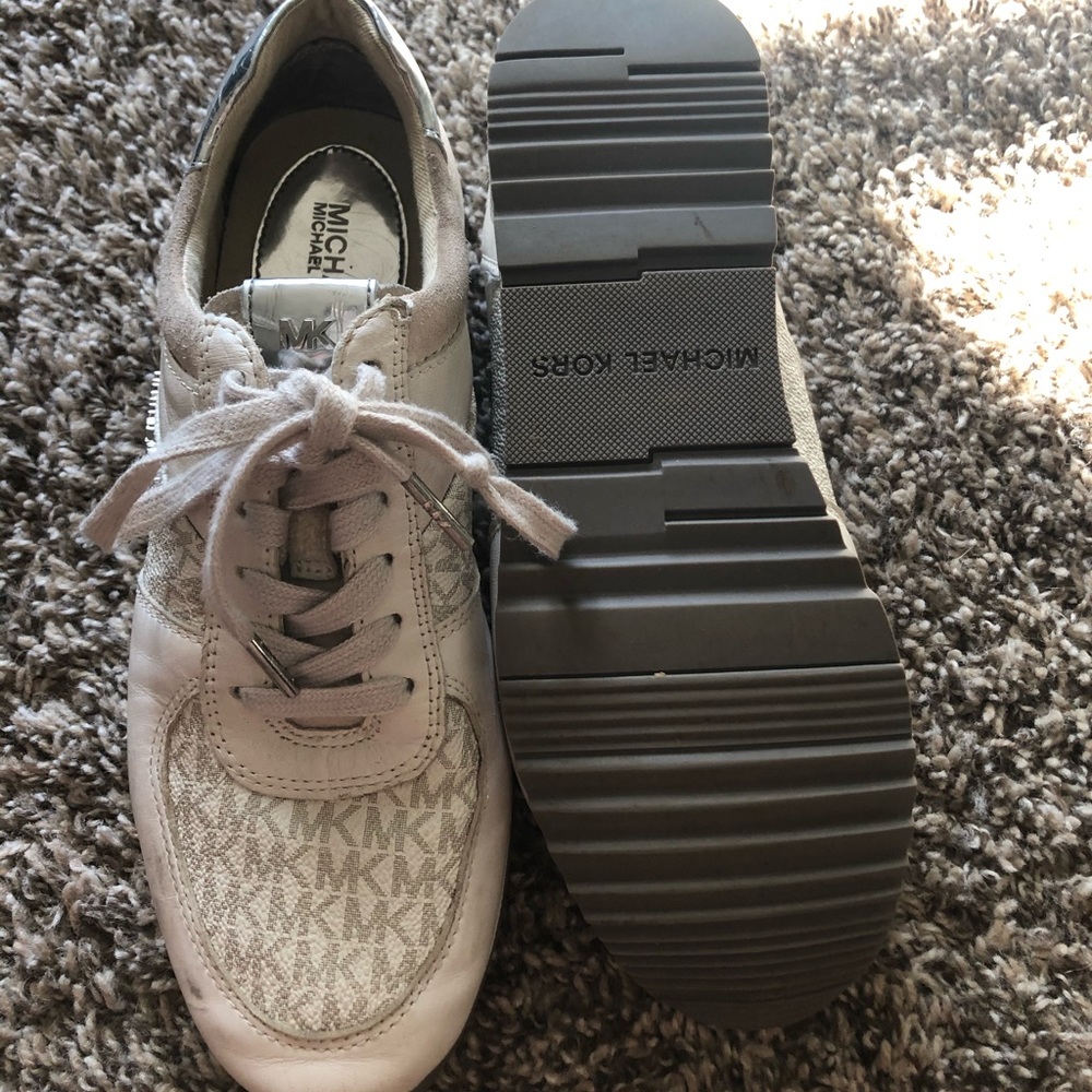 Michaels Kors nude and silver sneakers
